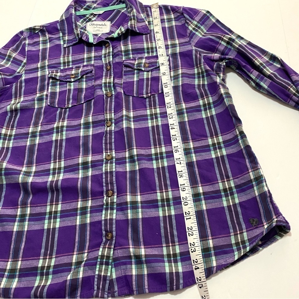 Aeropostale Eighty-Seven Purple Button-down Cotton Shirt XL Long Sleeve Plaid - Picture 14 of 15